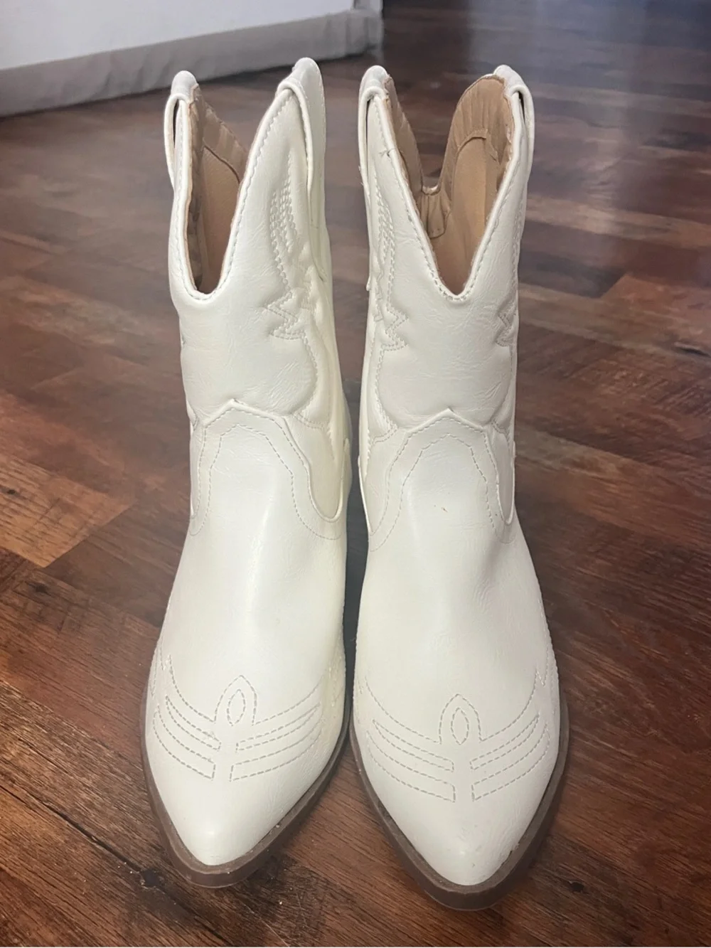 Soda White Western Ankle Boots - Pointed Toe